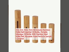 3ml, 5ml, 10ml, 15ml All Inclusive Bamboo Roller Ball Essential Oil Bottle, Portable Massage Oil Bottle With Stainless Steel Roller Ball, Reusable Travel Perfume Sample Container