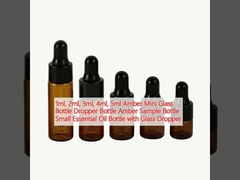 1ml, 2ml, 3ml, 4ml, 5ml Amber Mini Glass Bottle Dropper Bottle Amber Sample Bottle Small Essential Oil Bottle with Glass Dropper 