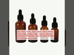 5ml, 10ml, 15ml, 20ml, 30ml, 50ml, 100ml Thick Dark Amber Glass Tincture Bottles Essential Oils Bottle Glass Dropper Bottles For Storage And Travel