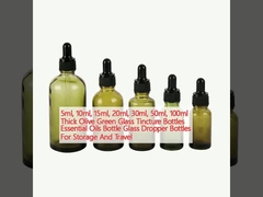 5ml, 10ml, 15ml, 20ml, 30ml, 50ml, 100ml Thick Olive Green Glass Tincture Bottles Essential Oils Bottle Glass Dropper Bottles For Storage And Travel