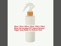 100ml, 150ml, 200ml, 250ml, 300ml, 500ml White Flat shoulders PET Natural Bamboo Trigger Spray Bottle For Perfume Toner