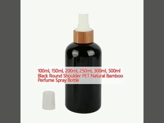 100ml, 150ml, 200ml, 250ml, 300ml, 500ml Black Round Shoulder PET Natural Bamboo Perfume Spray Bottle