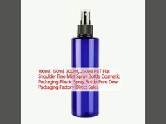 100ml, 150ml, 200ml, 250ml PET Flat Shoulder Fine Mist Spray Bottle Cosmetic Packaging Plastic Spray Bottle Pure Dew Packaging Factory Direct Sales